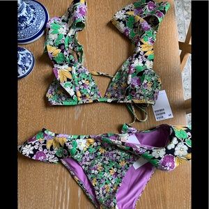H&M Ruffled Floral Bikini top & bottom - NWT